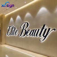 Enseigne lumineuse LED 3D en acier inoxydable avec logo personnalisé pour la maison, le centre commercial, le salon de beauté, l'hôtel, la décoration murale, les bâtiments et les bureaux, avec télécommande