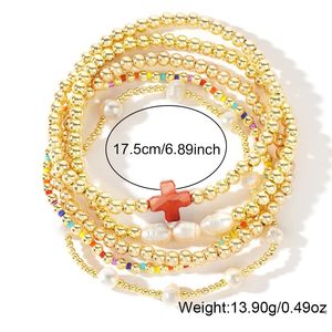 Set di Braccialetti a Croce Multistrato Impilabili con Perle, Elastici, Boho, Colorati, con Perline Cristiane, Gioielli alla Moda, Regalo Trendy - Product Image 5