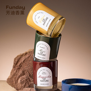 Funday Scented Candle Cylinder Thick Bottom Wood Core Plant Extracts Essential Oils Soy Wax Wedding Gift - Product Image 1