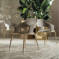 Chaise de salle à manger italienne design léopard pour la maison, la villa et le restaurant, en acier inoxydable, or et noir, pour hôtel