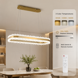 Modern Metal <b>Chandelier</b> Gold Finish Led Dimmable Remote Tricolor Adjustable Height For Dining Room Living Room - Product Image 3
