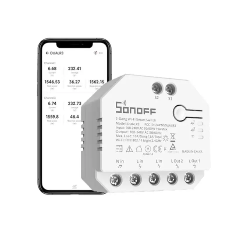 SONOFF DUAL R3 2-Gang-Doppelrelais-Modul DIY Wi-Fi MINI Smart Power Metering-Schalters teuerung über eWeLink Alexa Google Smart Home