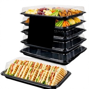 <span class=keywords><strong>TRAYA</strong></span> Paquete de 6 Bandejas Reutilizables para Pan y Sándwiches, de Plástico PET Ecológico y Apto para Alimentos, con Tapas, para Catering (34cm X 24cm X 7cm) - Product Image 2