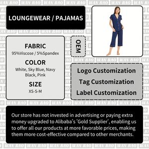 WanBao-Conjunto de Pijama Personalizado para Mujer, Ropa de Dormir de Color Sólido, Color Azul, Color Liso, Talla XL, Material Viscosa, Verano - Product Image 2
