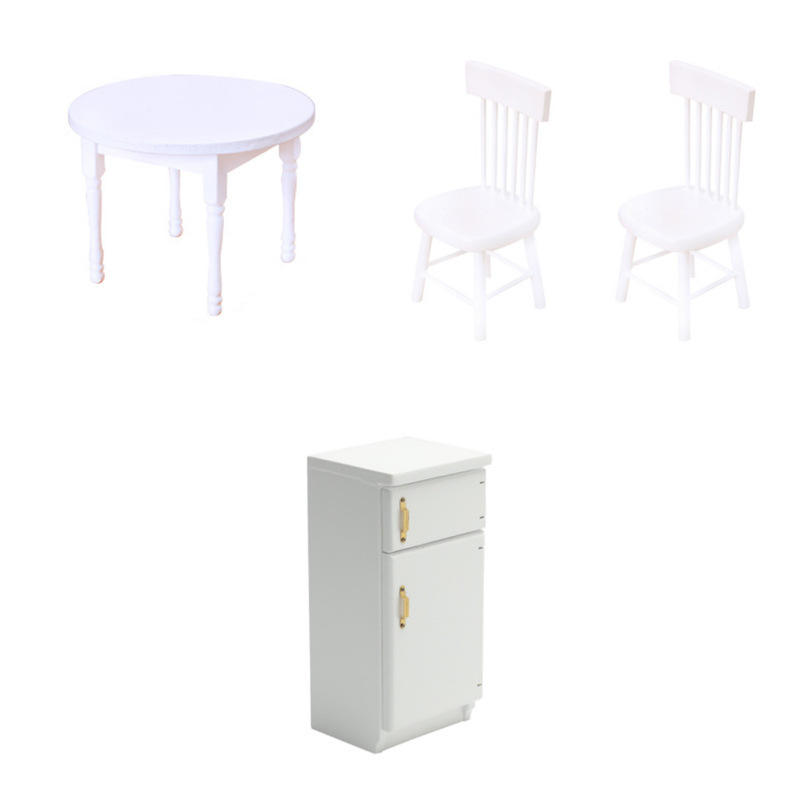 1:12 dining table and chair with refrigerator