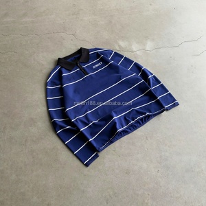 Fabricant de vêtements, logo personnalisé, vêtements légers et rafraîchissants, chemises à manches longues, design rayé, chemises à manches longues surdimensionnées rayées - Product Image 2