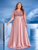 Nouvelle Robe de Soirée Mariage Col V à Paillettes pour Femmes, Grande Taille, Décontractée, Coupe A-Line, Formelle, pour Été, Soirée, Demoiselle d'Honneur
