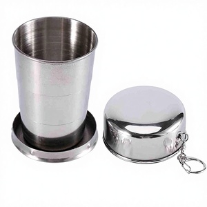 Gourde télescopique rétractable en acier inoxydable BST 140ML/4.73OZ avec porte-clés, tasse de voyage pliable, couvercle et isolation thermique pour la randonnée - Product Image 1