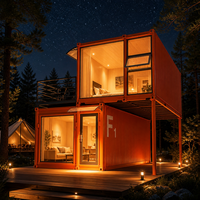 Maison contemporaine en conteneur maritime, ADU préfabriquée, petite maison modulaire à deux niveaux, bureau, studio de jardin, hôtel, centre commercial