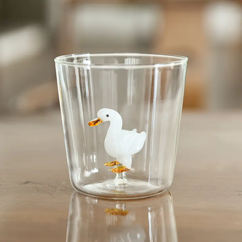 Tazza di vetro di coniglio da fattoria animale creativa Super carina carina tazza di acqua animale tridimensionale fatta a mano