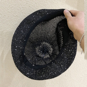Primavera Verano mujeres artista francés pintor sombrero ligero transpirable malla lentejuelas ganchillo ahueca hacia fuera boina sombrero <span class=keywords><strong>para</strong></span> mujeres <span class=keywords><strong>niñas</strong></span> - Product Image 5
