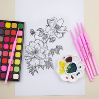 Nuevo Set Profesional de 5 Pinceles de Nylon Blanco con Mango Rosa y Punta Fina para Detalles, Acuarela y Arte con Huevo, Anti-Desprendimiento