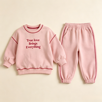 Ensemble de survêtement deux pièces en coton et polyester pour filles, col rond, haut à manches longues et pantalon de jogging, couleur et logo personnalisés, directement de l'usine