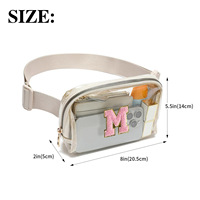 Sac banane unisexe en PVC transparent brodé avec lettres, étanche, à fermeture éclair, décontracté, sportif, pour stade, activités de plein air, course à pied, organisateur