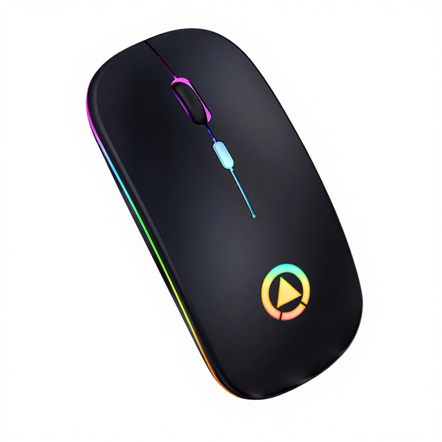 A2 USB Rechargeable Silent 2.4Ghz Wireless RGB Backlit 4 Buttons Right Hand Optical Mouse 1600DPI for Laptop/Desktop-Stock