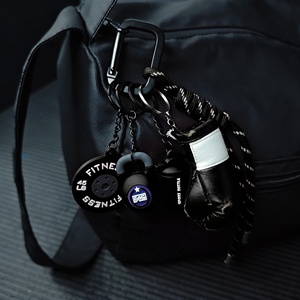 맞춤형 로고 3D 미니 요가 스포츠 용품 PVC 키체인 세트 복싱 글러브 피트니스 케틀벨 바벨 피스 가방 펜던트 키체인 - Product Image 5