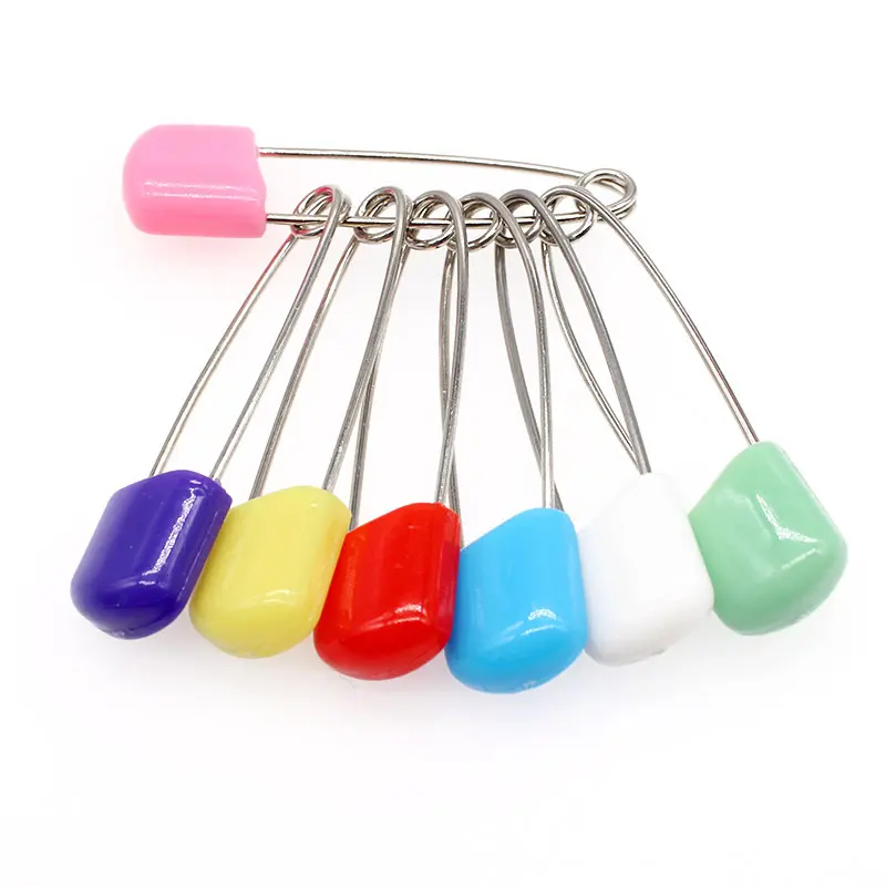 50pcs 54mm Hot sales Colourful Plastic safety pins with plastic head for children use