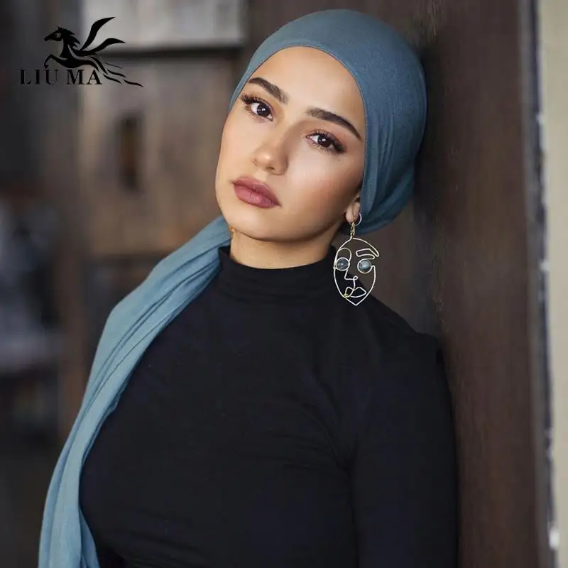 Hijaba coste in viscosa a coste vedere attraverso lo scialle estate donna cravatta sciarpe tintura sciarpa Hijab musulmana in Jersey istantaneo