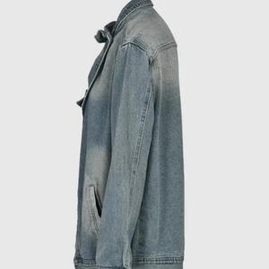 Chaqueta vaquera vintage OEM al por mayor con dobladillo deshilachado, estilo holgado, de manga larga para mujer - Product Image 4