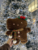 Nouveauté 2026 : Peluches de Noël mignonnes de dessin animé KT Cat, jouets en peluche KT avec écharpe de Noël rose, poupée Bonhomme en pain d'épices