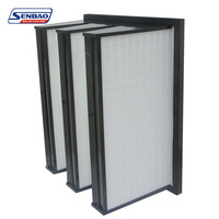 Filtre à air HEPA H13 H14 certifié ISO9001, efficacité de 99,99 %, 0,3 micron, type V, pour système HVAC, construction en boîte, filtration moyenne