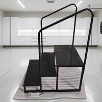 Escalier portable robuste à trois marches avec rampes, idéal pour l'extérieur, camping-car, spa, véranda, structure en acier