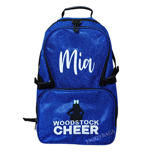 皇家蓝色啦啦队背包，带标志和名称定制啦啦队俱乐部和舞蹈工作室包女孩蓝色舞蹈背包 - Product Image 1