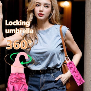 Parapluie publicitaire portable de 19 pouces, design moderne, manuel, pliable en 3 sections, avec poignée et motif personnalisé, vente en gros pour fournisseurs - Product Image 2