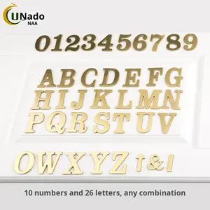 Lettere dell'Alfabeto in Metallo Dorato, <span class=keywords><strong>Logo</strong></span> con Lettere di Design, Lettere 3D Dorate - Product Image 3