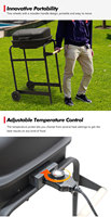 Patio Jardin Pratique Grand Camping Grill Électrique Chariot Style Noir Extérieur Grill Électrique
