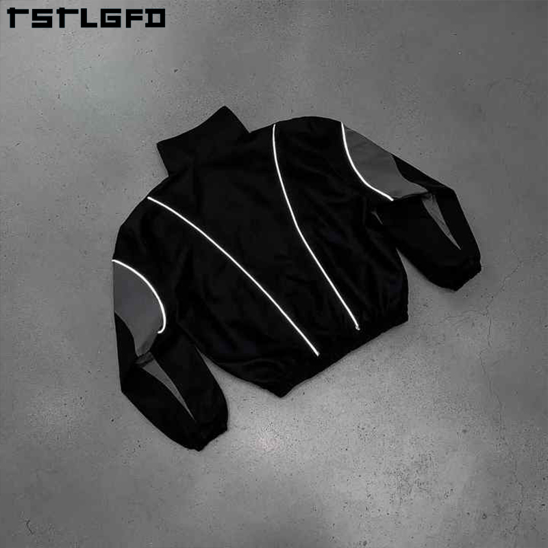 Custom Cotton Streetwear Gym Wear Windbreaker Jacket for Men Summer Set Sports Jogging Wear Splicing Patchwork Tracksuit Men · image 5