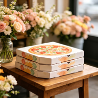 Boîte à pizza biodégradable personnalisée avec logo, en carton ondulé recyclé, taille sur mesure, impression quadricolore, pour restaurant