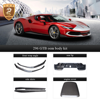 Kit de carrosserie de pièces extérieures de voiture de Style OEM pour Ferrari 296 GTB coins de pare-chocs avant en Fiber de carbone sèche jupes latérales Kit de carrosserie de panneau de moteur