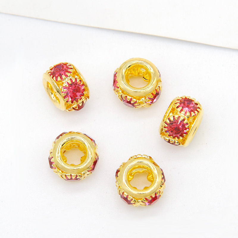 4 Gold base with pink and rose-red diamonds