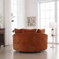 Modernes Einsitziges Chenille-Relaxsofa mit Gepolstertem Stoffbezug in Runder Form für Wohnzimmer und Schlafzimmer