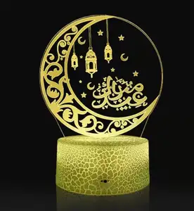 3D Led gece lambası Eid Mubarak müslüman festivali dekoratif lamba ramazan süs ev yatak odası parti dekorasyon lav lambası