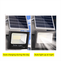 Lampu banjir Led taman tenaga surya luar ruangan IP67 anti air 60W 100w baterai Lithium Hitam 80 ABS lampu sorot matahari