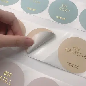 Stampa cerchio trasparente oro rosa etichetta autoadesiva carta etichetta blu etichetta privata stampa adesiva per abiti