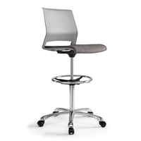 Tabouret de dessin réglable en hauteur avec accoudoirs, base à cinq étoiles, chaise roulante avec repose-pieds pour brainstorming et formation