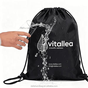 กระเป๋าเป้สะพายหลังแบบรูดเชือกโพลีเอสเตอร์กันน้ำความหนาแน่นสูงสีดำพิมพ์แบบกำหนดเองสำหรับเป็นของขวัญส่งเสริมการขาย - Product Image 2