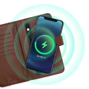 Cartera de Cuero PU con Cargador Inalámbrico <span class=keywords><strong>para</strong></span> Teléfono Móvil de 6800 mAh, Batería Externa, Tarjetero, Carteras de Diseño <span class=keywords><strong>para</strong></span> <span class=keywords><strong>Hombre</strong></span> - Product Image 4