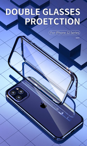 360 Độ Đầy Đủ Nắp Tempered Kính Bảo Vệ Lật Magnetic Kim Loại Bumper Rõ Ràng Trường Hợp Điện Thoại Cho iPhone 12 11 XS XR - Product Image 2