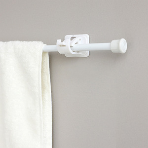 Adjustable Telescopic Curtain Rod With Adhesive Bracket For Bathroom Shower Curtain Support Bar White 2966 - Product Image 4