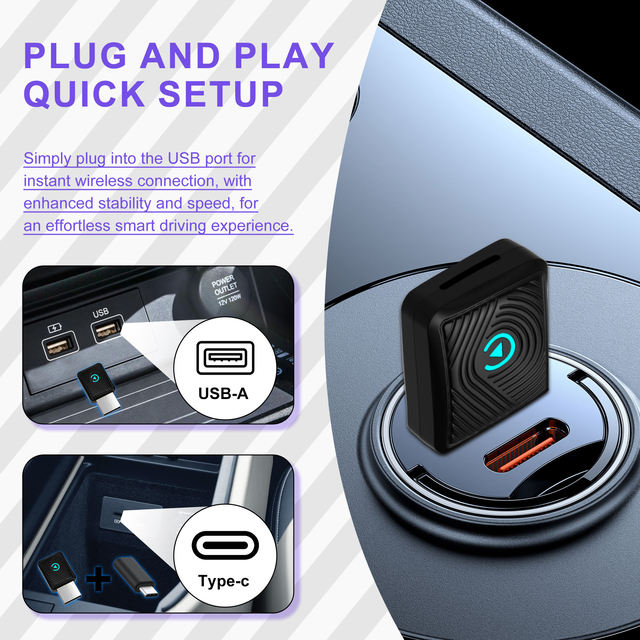 Professional Smart Universal Stable Streaming Dongle for with Crystal Clear Calls Wireless Carplay Adapter