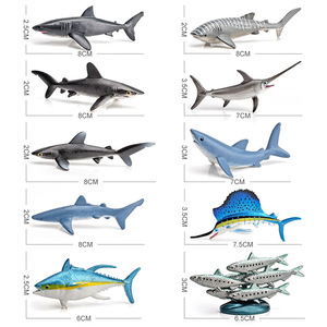 Ensemble de modèles d'animaux marins miniatures Xinhen : 10 figurines de poissons oceaniques simulés (sardines, requins blancs et poissons épée) - Product Image 5