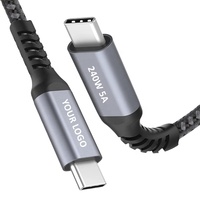 Cable de Carga Tipo C USB Tipo-C 240W 100W 5A Carga Rápida Logotipo Personalizado 1m 2m 3m Cable de Datos Trenzado USBC a USB-C Ladekabel