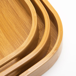 Plateau de service en bambou rectangulaire et rond pour fruits, thé, collations, style simple, utilisation cuisine et salon - Product Image 3