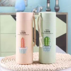 Discount Stores 400ml Glass Inner Matte Plastic Water Bottles With Straw With Custom Logo for Dollar Store