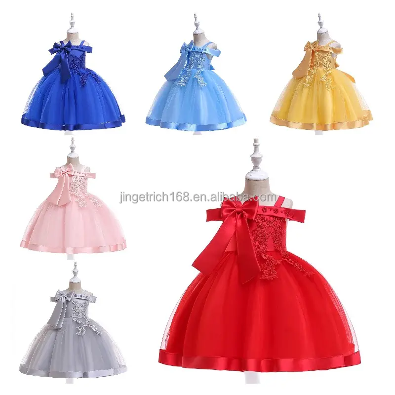 Wholesale hot selling sweet girl clothing for children fluffy tulle printed princess dresses