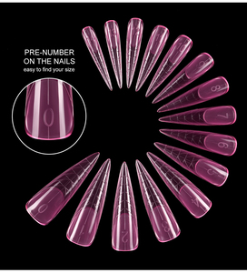 Logo Oem 150 unids/caja Stilettos plástico puntas de <span class=keywords><strong>uñas</strong></span> formas Gel constructor molde acrílico Gel extensión <span class=keywords><strong>Rosa</strong></span> <span class=keywords><strong>uñas</strong></span> forma dual - Product Image 6